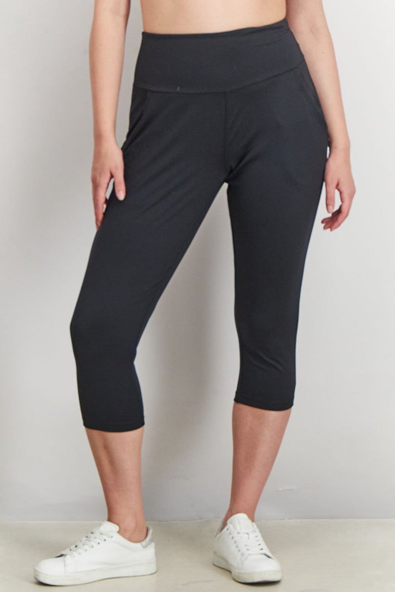 Inerzia Women 2 Piece Plain Pull On Leggings Set, Black - Image 1