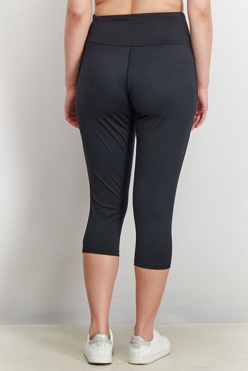 Inerzia Women 2 Piece Plain Pull On Leggings Set, Black - Image 3
