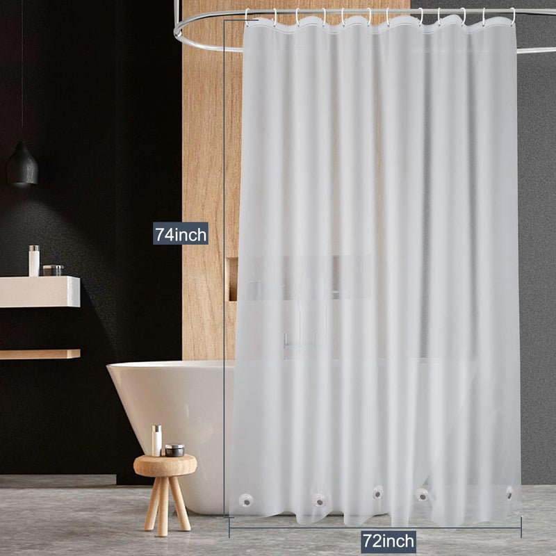 EurCross Frosted PEVA Plastic Shower Curtain Liner 74 inch Long Length,Waterproof Opaque Shower Liner with 5 Bottom Magnets No Smells with Rustproof Grommets - Image 2