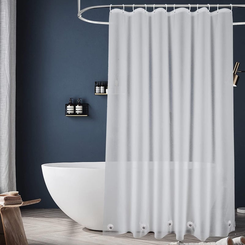 EurCross Frosted PEVA Plastic Shower Curtain Liner 74 inch Long Length,Waterproof Opaque Shower Liner with 5 Bottom Magnets No Smells with Rustproof Grommets - Image 1