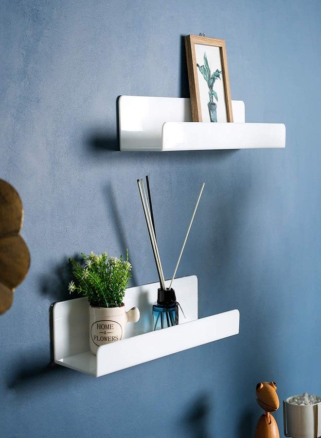 IEEK 6 PCS White Acrylic Floating Shelves Display Ledge,Wall Mounted Nursery Kids Bookshelf,15 Inch Bathroom Wall Shelf and Storage Rack,5mm Thick U Shelf - Image 4