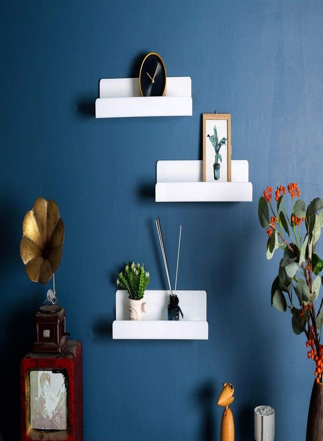 IEEK 6 PCS White Acrylic Floating Shelves Display Ledge,Wall Mounted Nursery Kids Bookshelf,15 Inch Bathroom Wall Shelf and Storage Rack,5mm Thick U Shelf - Image 5