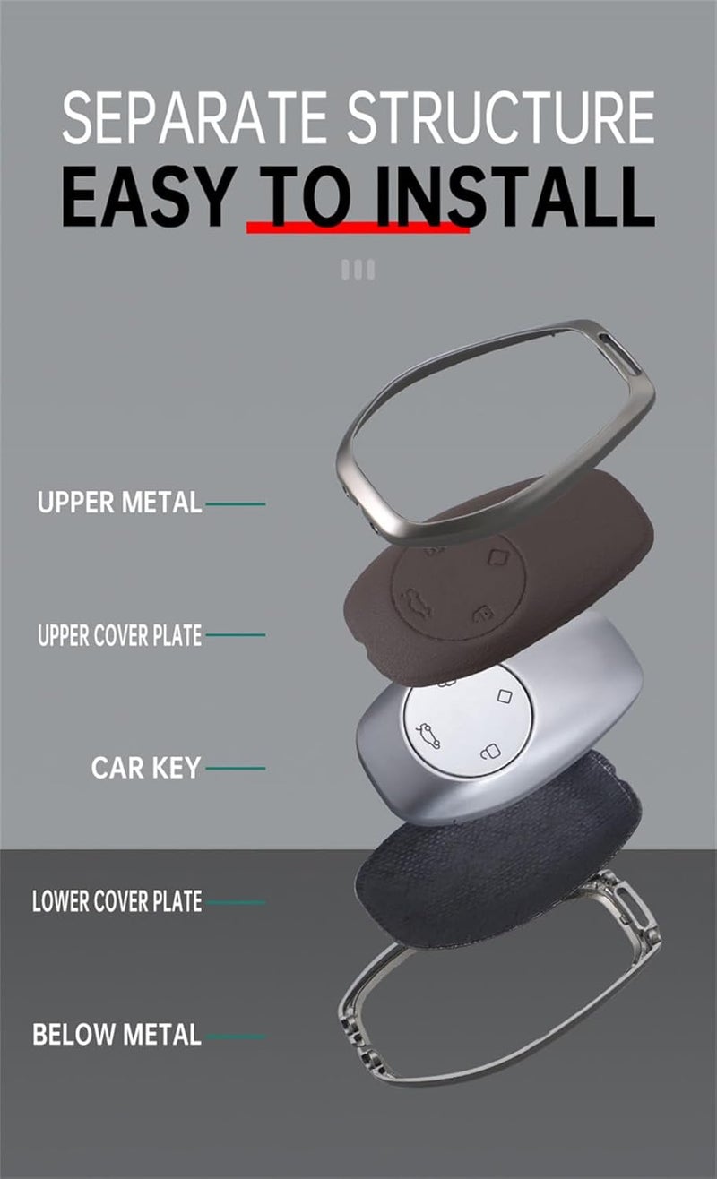 حافظة مفاتيح السيارة من ، تناسب طرازات Leapmotor T03 S01 C11 C01، مصنوعة من سبيكة الزنك والجلد، تحمي مفتاح التحكم عن بعد، لونها أسود. - Image 3