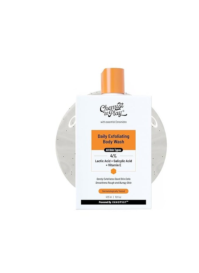 Chemist At Play Exfoliating Body Wash 473ml | 4% (Salicylic Acid, Vitamin E and Lactic Acid) | Paraben & SLS Free | Gentle Exfoliating Shower Gel | Removes Tan| Prevents Dry, Rough, Bumpy Skin | Men & Women - pzsku/ZF23E604BDEE385E5A412Z/45/_/1735320185/d2e56ada-758b-4ddd-a0a0-0ba9df13bb3e