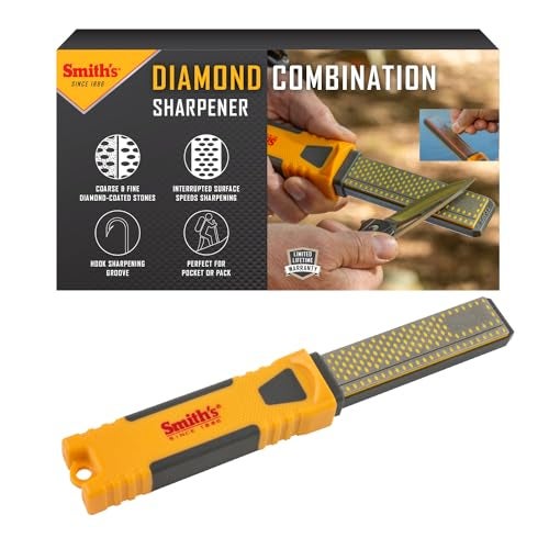 Smith's DCS4 4” Diamond Combination Sharpener - Double Sided Stone - Outdoor Field Knife Sharpener - Fish Hook & Pointed Tools Micro Sharpener - Lightweight, Compact, Handheld - Image 1