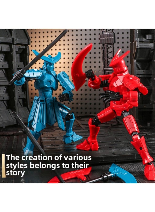 Mo Mecha Lucky Doll 13 Joints Movable 3D Printed Doll Toy 3Rd Generation Dummy Doll Solution-Color:Cyan Ink Mecha