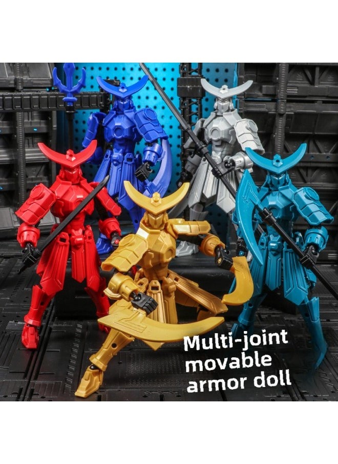 Mo Mecha Lucky Doll 13 Joints Movable 3D Printed Doll Toy 3Rd Generation Dummy Doll Solution-Color:Cyan Ink Mecha