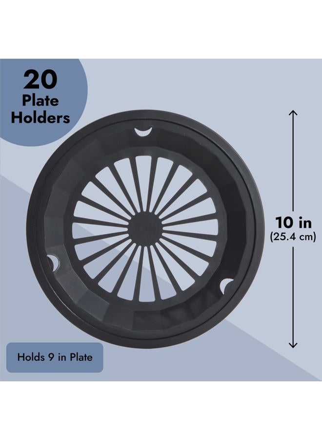 Juvale Plastic Paper Plate Holders Reusable - Black, Medium (Fits 9-Inch), Pack of 20 - Support Rings with Snap-In Grooves, Stability for Picnic & Party - Image 5
