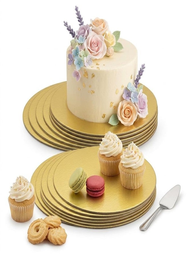 Papyrus 8-Inch Gold Cake Base Round | Decorative Cake Cardboard for Baking & Display | 10-Pack Thick MDF Cake Circles | Sturdy Disposable Base for Birthday, Wedding & Celebration Cakes - Image 1
