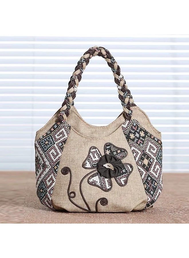 Yogodlns Yogodlns Vintage Linen Handbag for Women National Style Top -Handle Bag Middle-aged Womens' Shoulder Bag Art Tote Mother Purse