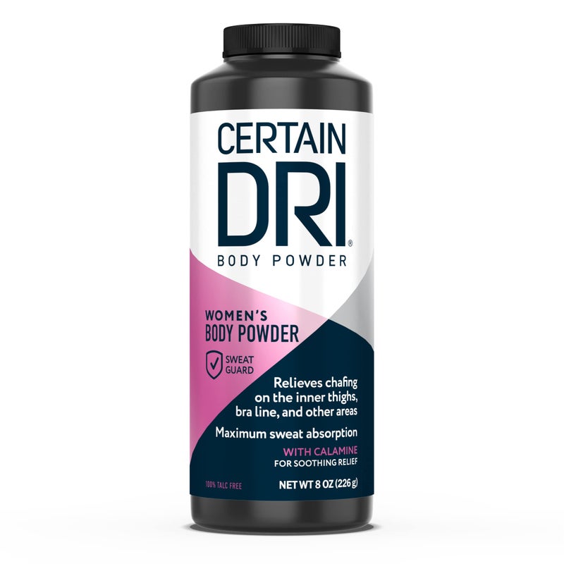 Certain Dri Womens Body Powder  TalcFree Triple Action Sweat Odor  Moisture Control  AntiChafing Calamine Formula  DoctorRecommended for Sensitive Skin 8 oz