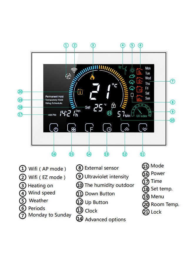 Generic 95-240V Wi-Fi Smart Programmable Thermostat 5+1+1 Six Periods Voice APP Control Backlight LCD Water/ Gas Boiler Heating Thermoregulator  - Image 4
