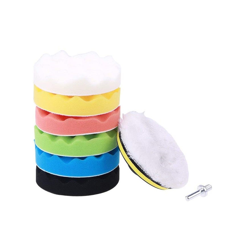 DIY Crafts CT-DIY-HI-52466 3"/4"/6"/7"inch 76/100/152/180mm 6 Pcs Car Buffing Polishing Waxing Sponge + Felt Pad Kits Drill Adapter Cleaning - Image 4