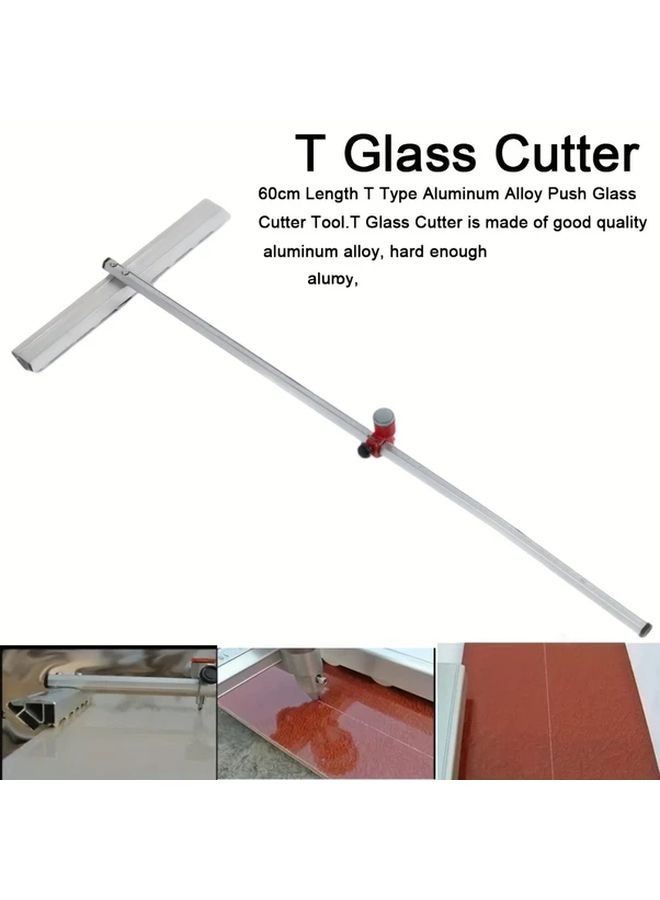 60cm Professional Tile Push Knife Heavy Duty Metal Glass Cutter with Adjustable Blade Ergonomic Handle Safety Lock 1pc for Ceramic Tile Cutting Mirror Shower Enclosures DIY Commercial Home Renovation - Image 1