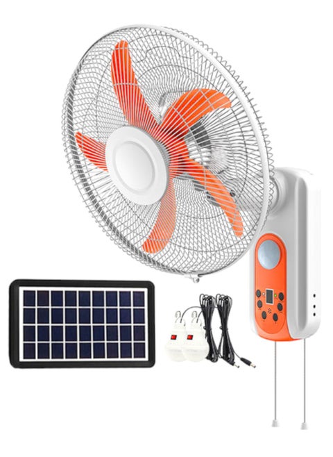 Rechargeable Emergency Solar Wall Fan 16 Inch 5 Blade 9 Speed Ac/Dc Fan With Led Light