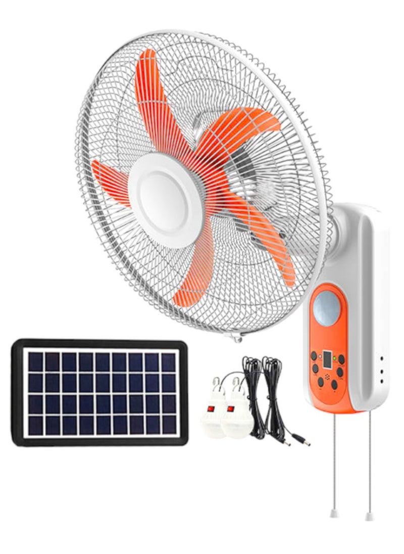 Easy Power - Rechargeable Emergency Solar Wall Fan 16 Inch 5 Blade 9 Speed Ac/Dc Fan With Led Light - Image 1