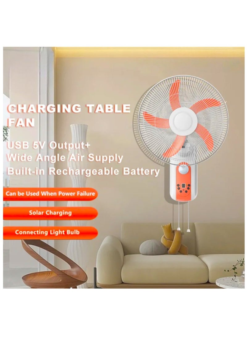 Easy Power - Rechargeable Emergency Solar Wall Fan 16 Inch 5 Blade 9 Speed Ac/Dc Fan With Led Light - Image 1