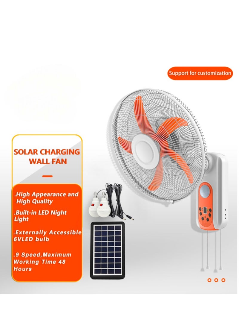 Easy Power - Rechargeable Emergency Solar Wall Fan 16 Inch 5 Blade 9 Speed Ac/Dc Fan With Led Light - Image 1