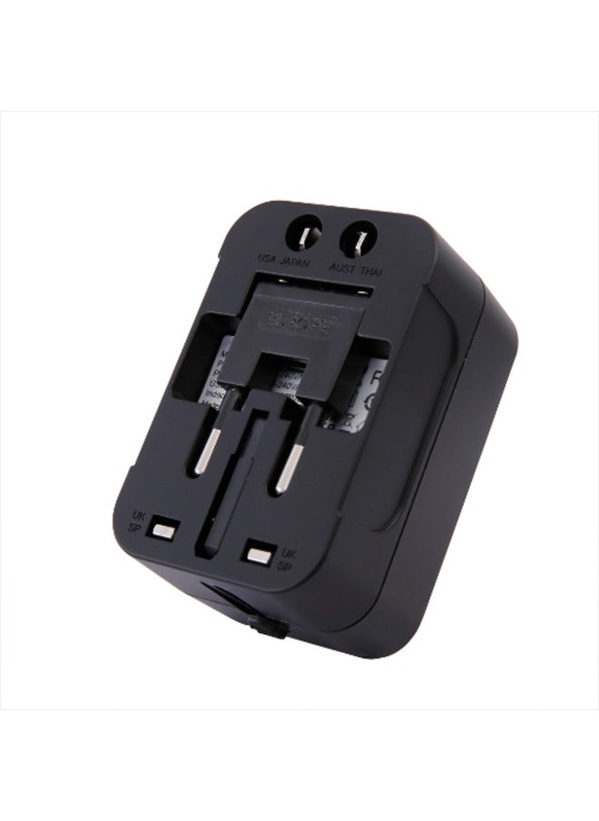 iCruze Globaplug Universal Travel Adapter USB C, World Travel Power Plug With USB, All In One Travel Plug Adapter For EU/US/UK/AU Compatible With iPhone/Samsung, Black  - Image 1