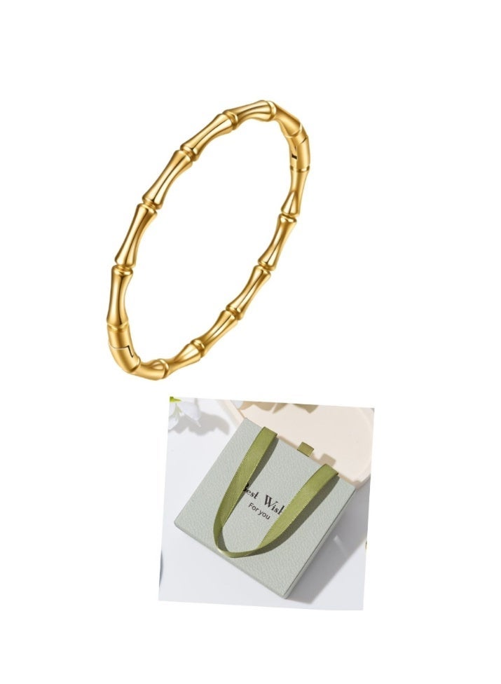 LATEEN Gold Bracelet for Women, Bamboo Knot Bracelets for Women 18k Gold Plated Stainless Steel Bracelet for Women, Women's Wrap Bracelet, Gifts for Women With Gift Box - Image 1