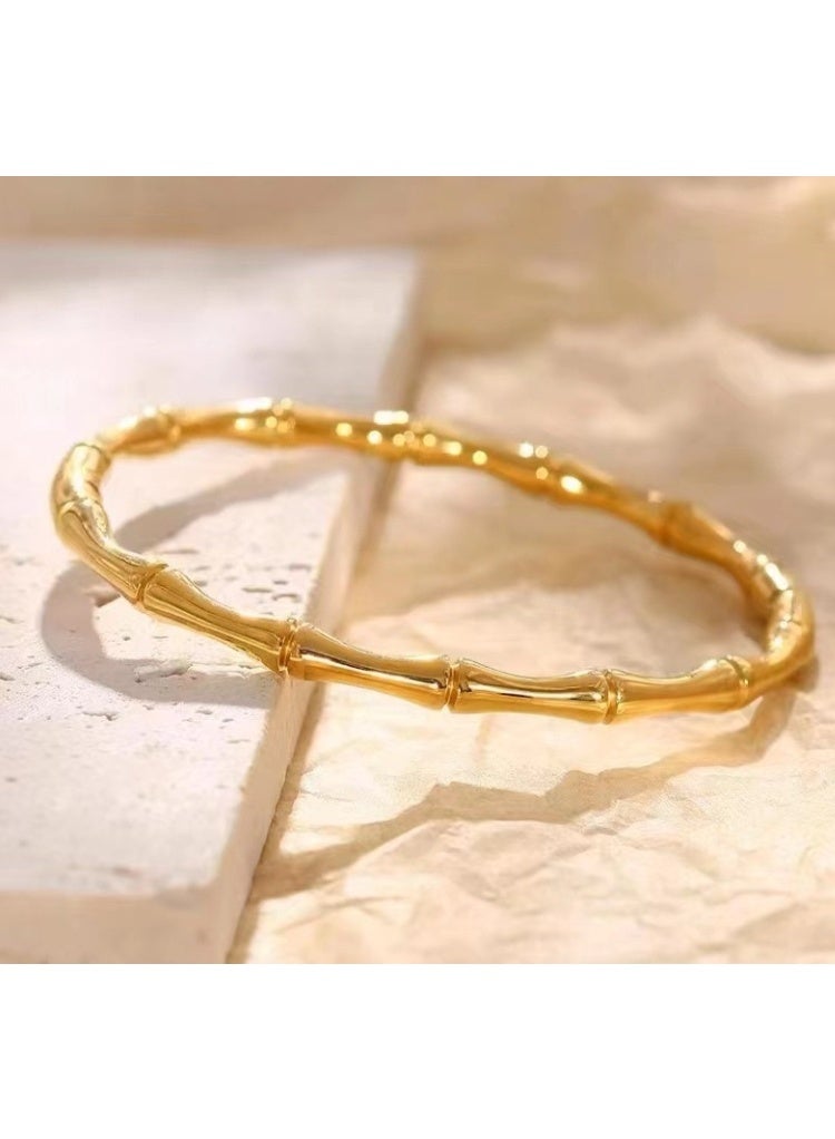 LATEEN Gold Bracelet for Women, Bamboo Knot Bracelets for Women 18k Gold Plated Stainless Steel Bracelet for Women, Women's Wrap Bracelet, Gifts for Women With Gift Box - Image 3