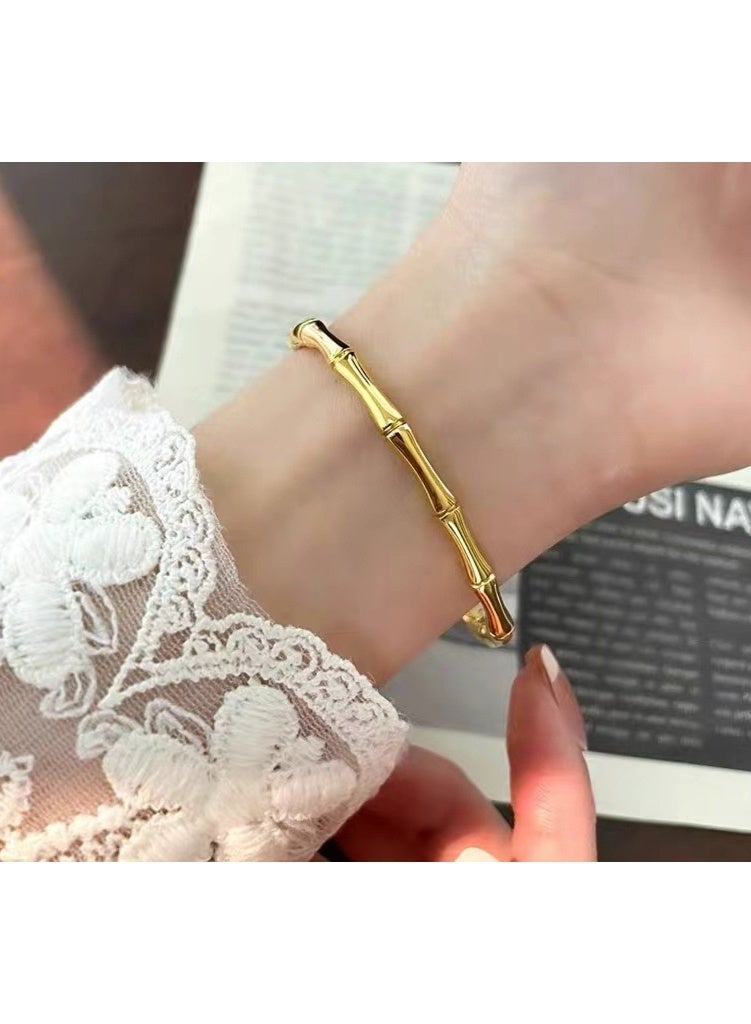 LATEEN Gold Bracelet for Women, Bamboo Knot Bracelets for Women 18k Gold Plated Stainless Steel Bracelet for Women, Women's Wrap Bracelet, Gifts for Women With Gift Box - Image 2