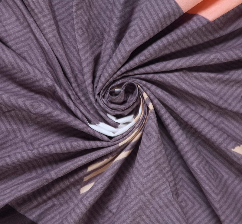 KAWI Cotton Feel 200TC Double Bedsheet Queen Size 78x60 Inches with Elastic Fitting with 2 Pillow Covers (Provide fits up to 8 Inch Mattress) - Brown Color - Image 5