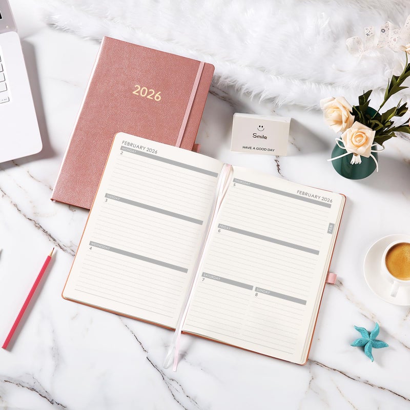 Vondafe 2026 Planner - Planner 2026 Weekly and Monthly, Jan.2026 - Dec.2026, 8.35" x 5.75", 2026 Weekly & Monthly Planners with Hardcover, Tabs, Holidays, Daily Organizer - Pink - Image 2