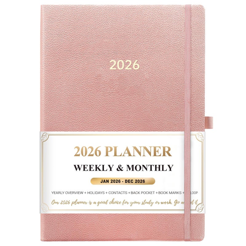 Vondafe 2026 Planner - Planner 2026 Weekly and Monthly, Jan.2026 - Dec.2026, 8.35" x 5.75", 2026 Weekly & Monthly Planners with Hardcover, Tabs, Holidays, Daily Organizer - Pink - Image 1