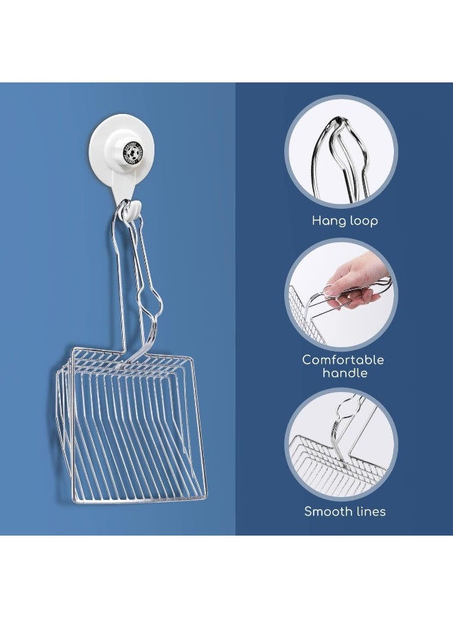 Mumoo Bear Metal Cat Litter Scoop, Fast Sifter with Long Handle Deep Shovel Pet Easy Cleaning Tool Non Stick Poop Pickers - Image 3