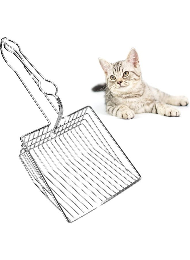 Mumoo Bear Metal Cat Litter Scoop, Fast Sifter with Long Handle Deep Shovel Pet Easy Cleaning Tool Non Stick Poop Pickers - Image 1