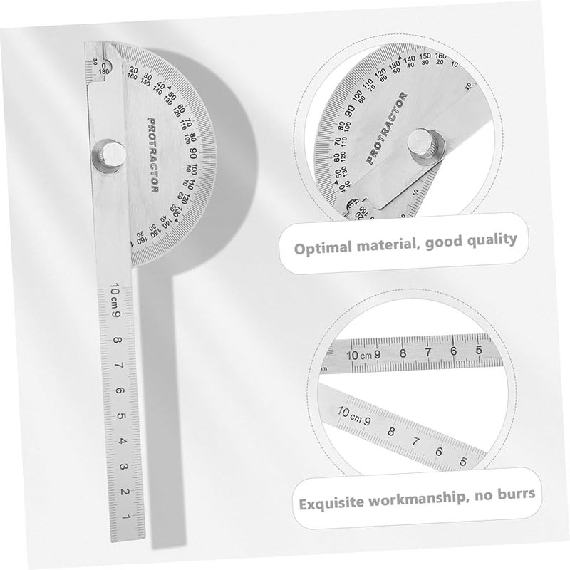 Silver Angle Ruler Protractor Multi Functional Tool 19 8X5X1 3CM for Woodworking Carpentry Engineering Measurements - Image 4