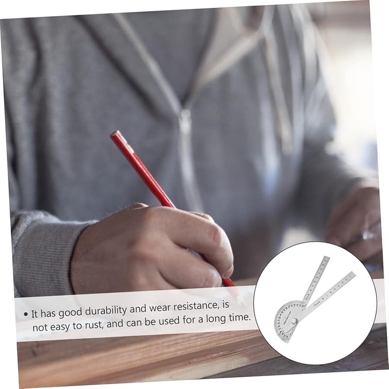 Silver Angle Ruler Protractor Multi Functional Tool 19 8X5X1 3CM for Woodworking Carpentry Engineering Measurements - Image 5