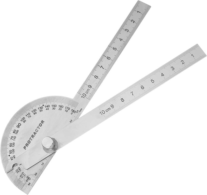 Silver Angle Ruler Protractor Multi Functional Tool 19 8X5X1 3CM for Woodworking Carpentry Engineering Measurements - Image 2