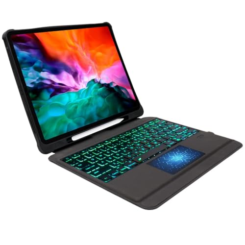 MICROWARE Keyboard Case Compatible iPad Air 13 inch (M2) 2024, iPad Pro 12.9 inch 6th Generation, Magnetically Detachable Keyboard, Large Touchpad, 7-Color Backlit, iPad Cover with Pencil Holder - Image 1