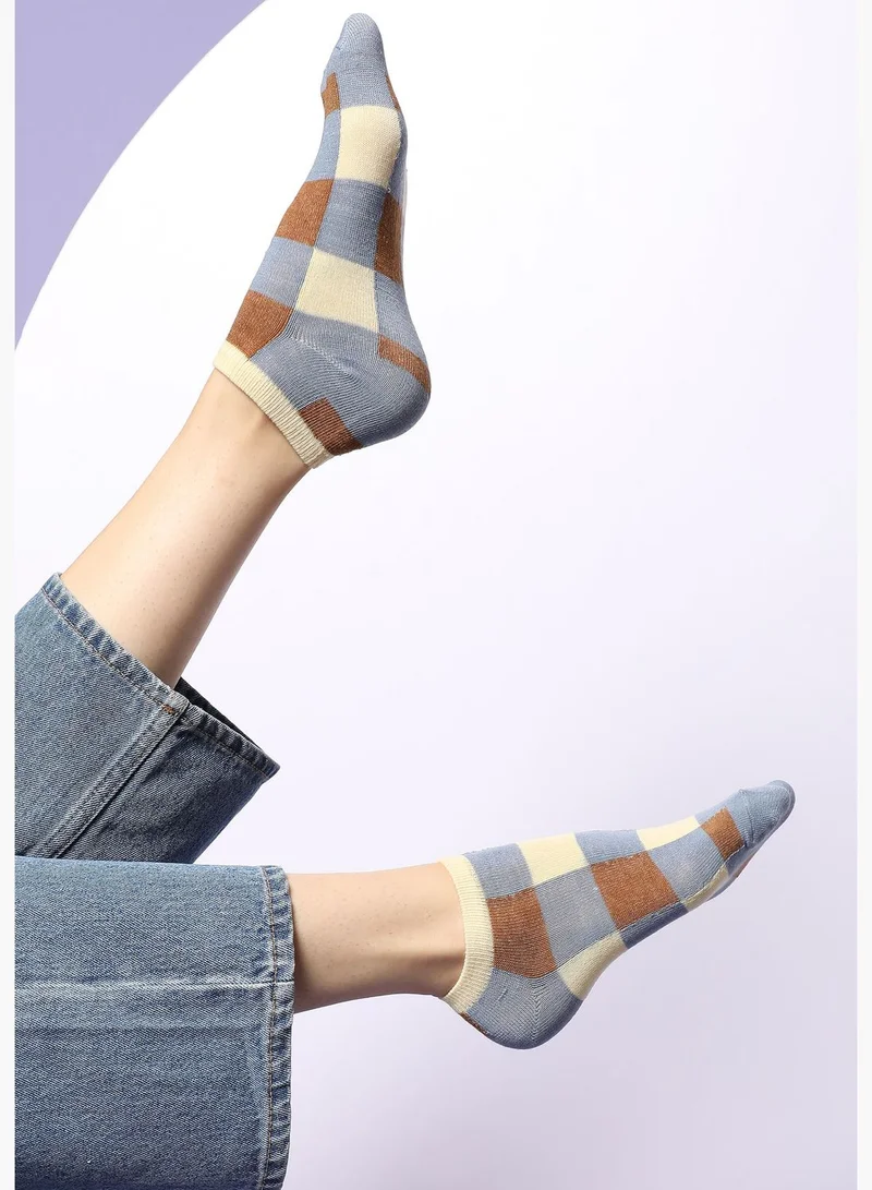 Haute Sauce 5 Pack Striped Cotton No Show Socks For Women