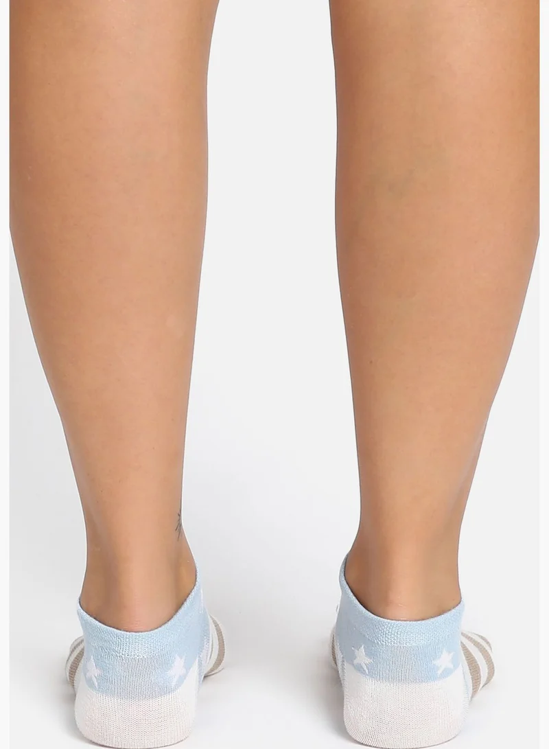 Haute Sauce 5 Pack Striped Cotton No Show Socks For Women