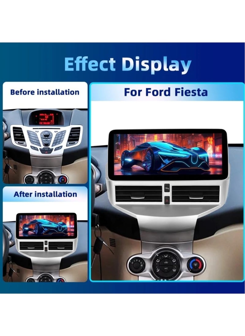 Vierex - Android Car Stereo Screen For Ford Fiesta 4GB Ram 12.3 Inch  Screen Support Apple Carplay Android Auto Wireless USB Bluetooth Navigation Play store AHD Camera included 4G Wifi Fiesta Complete Panel - Image 1