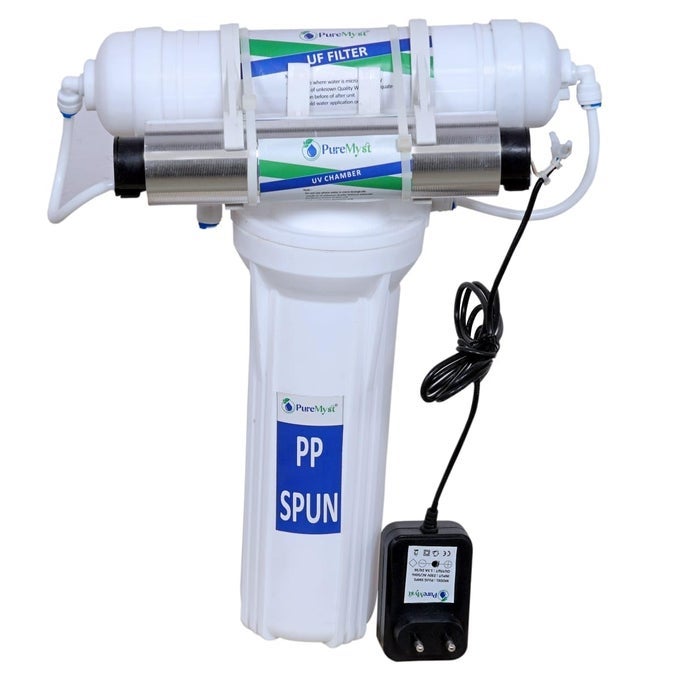 3 STAGE GRAVITY BASE WITH UV UF MEMBRANE FILTER KIT FOR MUNICIPAL WATER DRINKING IN HOME PURIFIER 21000 L LIFE CAPACITY