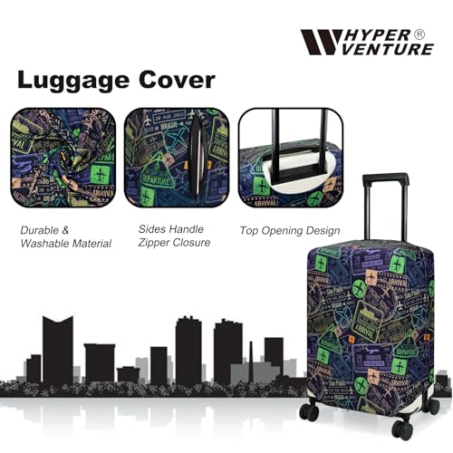HYPER VENTURE Washable Luggage Cover - Fashion Suitcase Protector Fits 18-22 Inch Luggage (Urban Passport, S) - Image 2