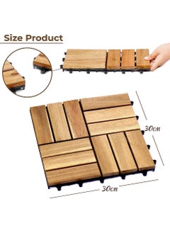 HOME TASTE Hometaste Wooden Deck Tiles Waterproof Wood Click Deck Board Raised Flooring Squares Hardwood,Click Floor Decking Tile, Waterproof Balcony Flooring, Wooden Parquet Flooring (Style-02)  - Image 2