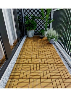 HOME TASTE Hometaste Wooden Deck Tiles Waterproof Wood Click Deck Board Raised Flooring Squares Hardwood,Click Floor Decking Tile, Waterproof Balcony Flooring, Wooden Parquet Flooring (Style-02)  - Image 4