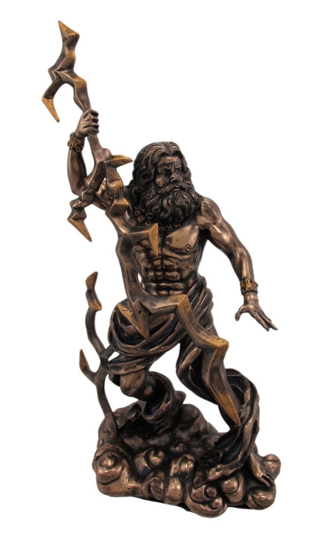 PTC King Zeus Grecian God Throwing Lightning Resin Statue Figurine - Image 1