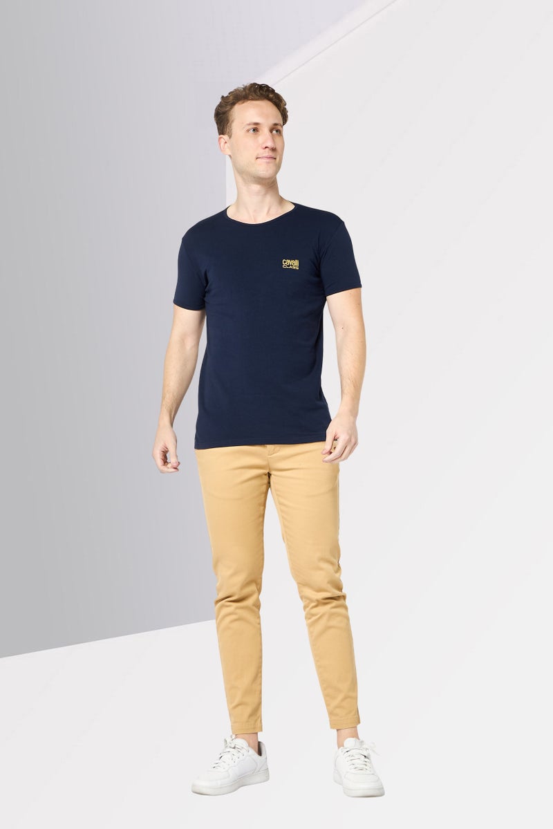 Cavalli Class Men Crew Neck Short Sleeve  Brand Logo T-Shirt, Navy - Image 2