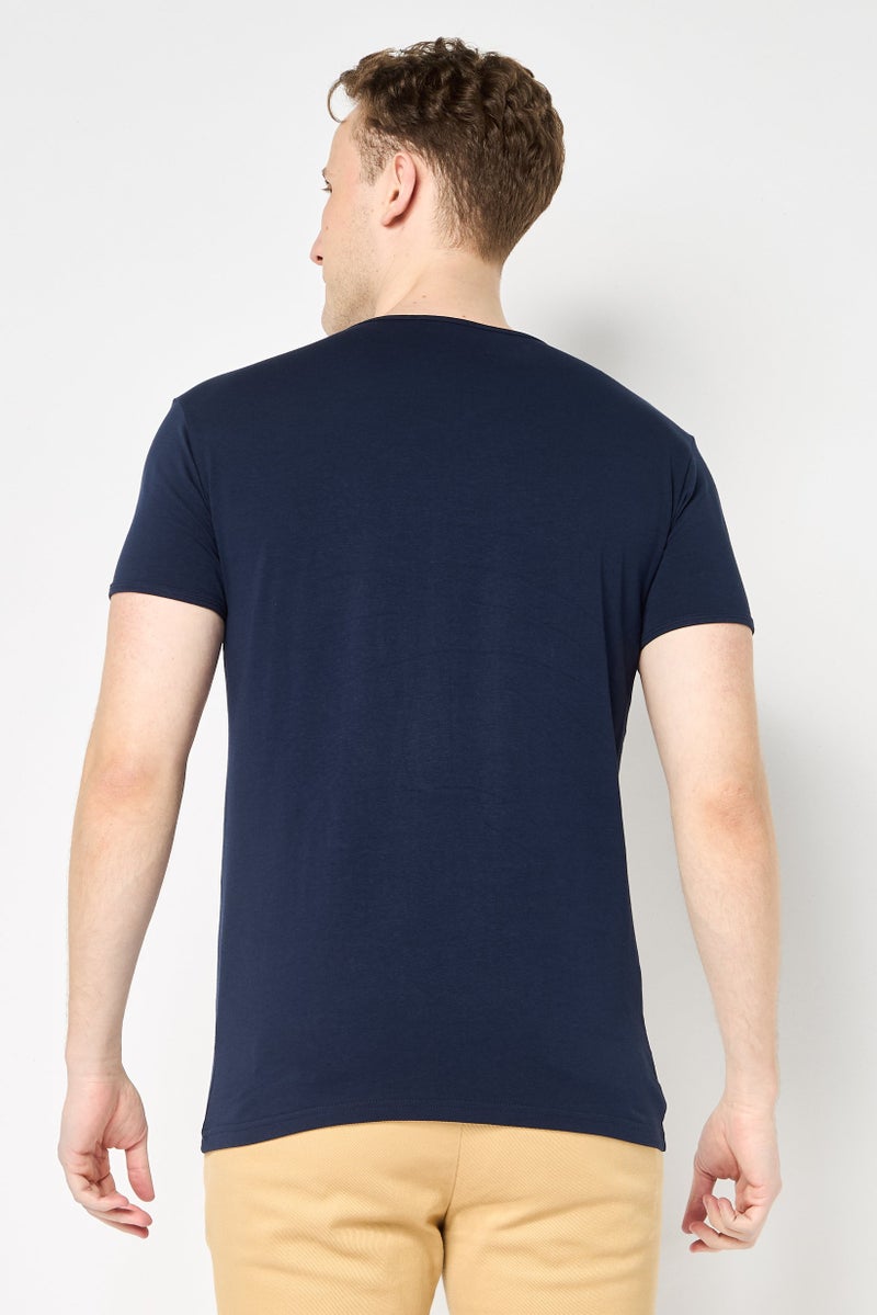 Cavalli Class Men Crew Neck Short Sleeve  Brand Logo T-Shirt, Navy - Image 3
