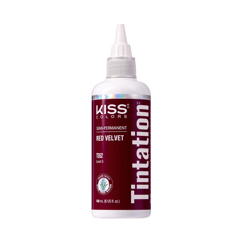 Red by Kiss Red by Kiss Tintation SemiPermanent Hair Color Aloe Vera Water Based Argan Oil Olive Oil Collagen  Keratin LongLasting Color Dye Red Velvet 5 Fl Oz