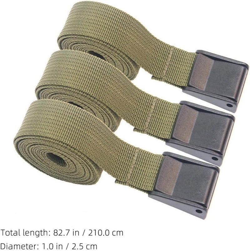 FOMIYES 3pcs Military Green Cargo Fastening Straps with Cam Buckle 25mm X 2.1m Lashing Belts for Luggage Tie and Camping Load Securing - Image 2
