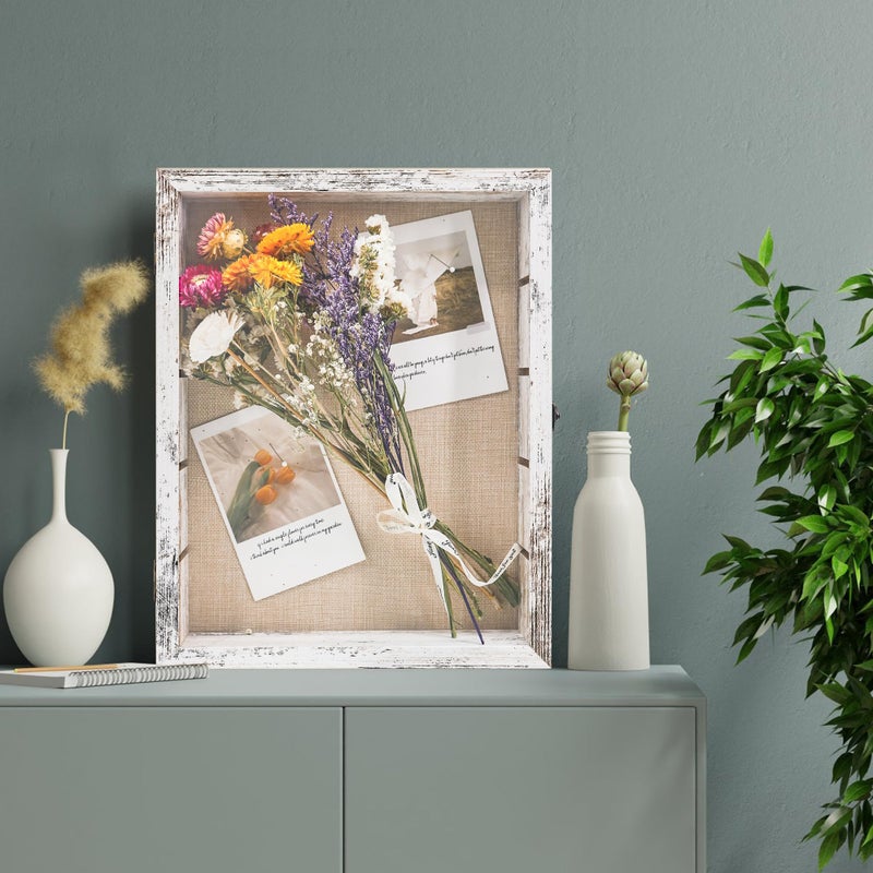 FramePro 11x14 Display Case with Adjustable Shelves White, 4-Tier Memory Shadow Box for Wall, Deep Wooden Keepsake Display Shelf with Locking Door for Memorabilia, Photos, Medals, Wedding, Home Decor - Image 3