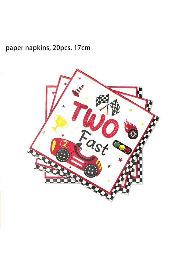 Racing Car Series Theme Party Holiday Arrangement Decorative Paper Tray Paper Cup Paper Towel Disposable Tableware Story-Color:Paper Towel 20pcs-Red Racing - Image 3