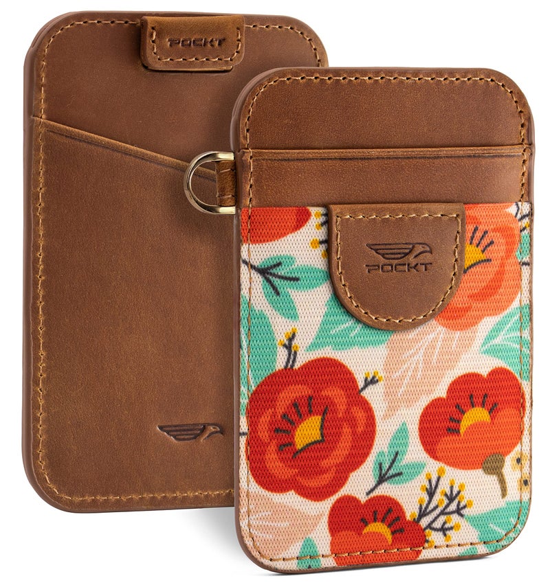 POCKT Slim Wallet for Women - Thin Card Wallets - RFID Wallet Credit Card Holder - Minimalist Keychain Wallets | Poppy - Image 1